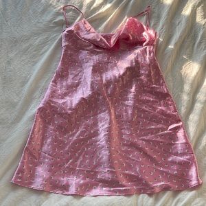 Satin pink flower dress ZARA